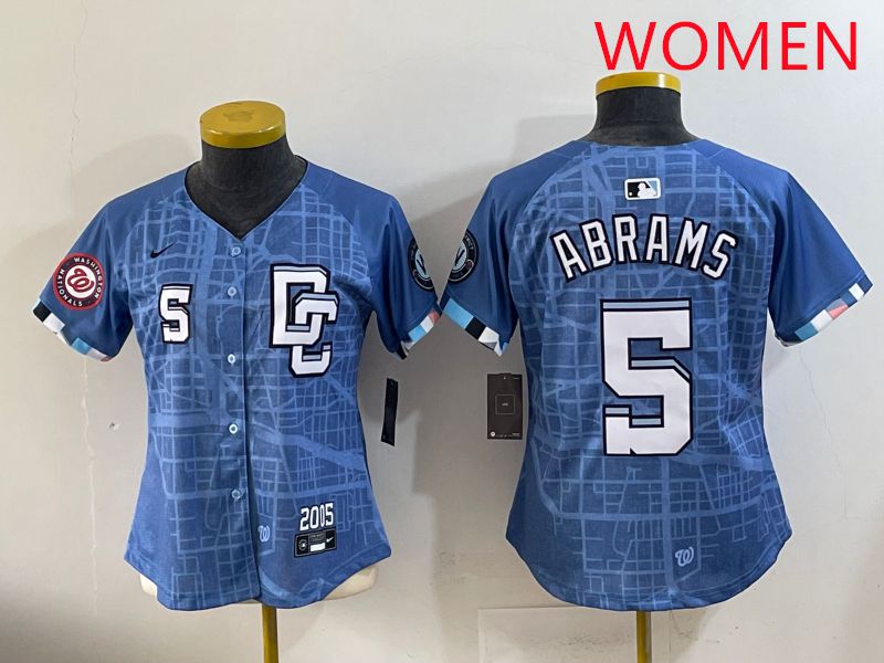 Women Washington Nationals #5 Abrams Joint Name 2025 Nike MLB Jersey style 3